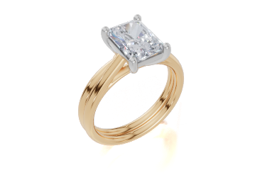 18ct Yellow Gold Radiant Cut 2.00 Carat of Lab-Grown Diamond Ring and 18ct Yellow Gold Lab-Grown Band