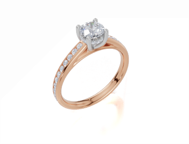 18ct Rose Gold Round Cut 0.87 Carat tw of Lab-Grown Diamond Ring
