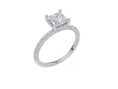 18ct White Gold Princess Cut 1.38 Carat tw of  Diamond Ring