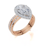 18ct Rose Gold Pear Cut 2.63 Carat tw of Lab-Grown Diamond Ring and 18ct Rose Gold 0.35 Carat tw of Lab-Grown  Diamond Band