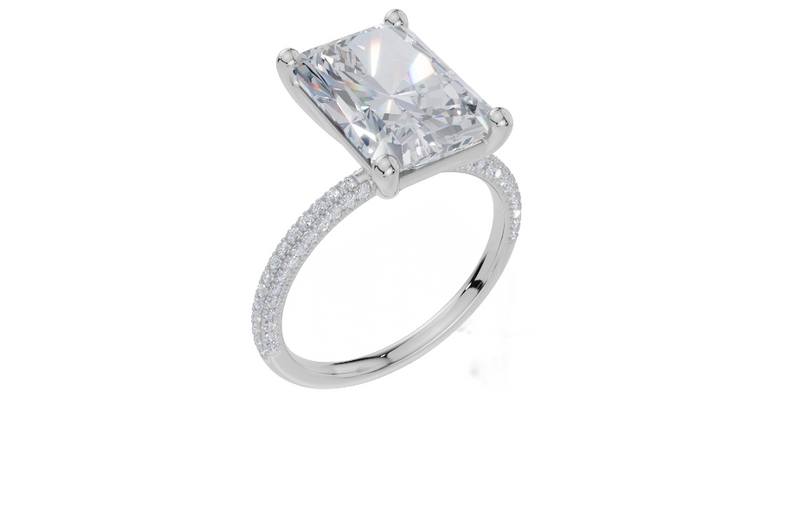 18ct White Gold Radiant Cut 4.32 Carat tw of Lab-Grown Diamond Ring