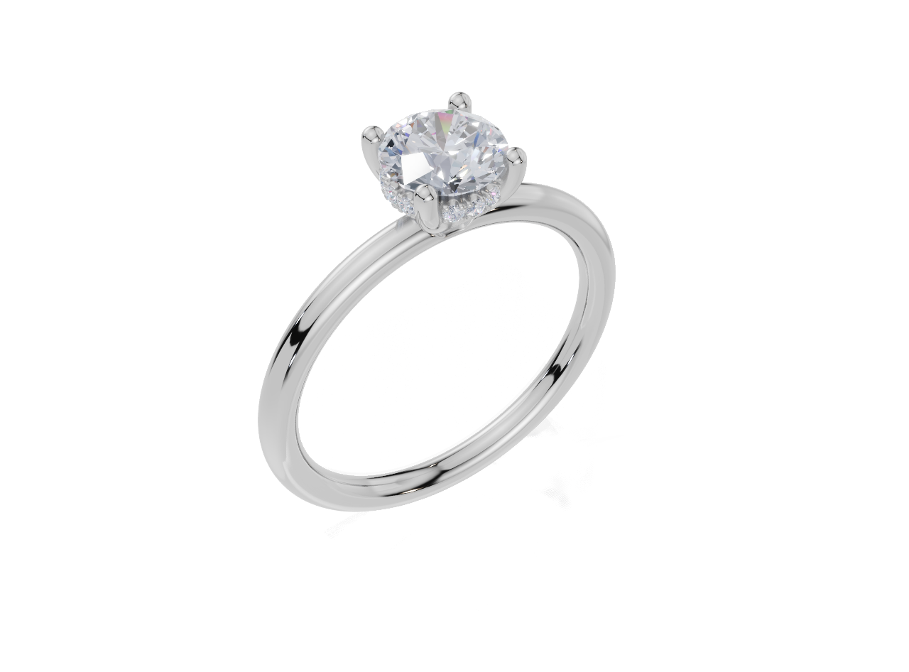 18ct White Gold Round Cut 0.80 Carat tw of Lab-Grown Diamond Ring