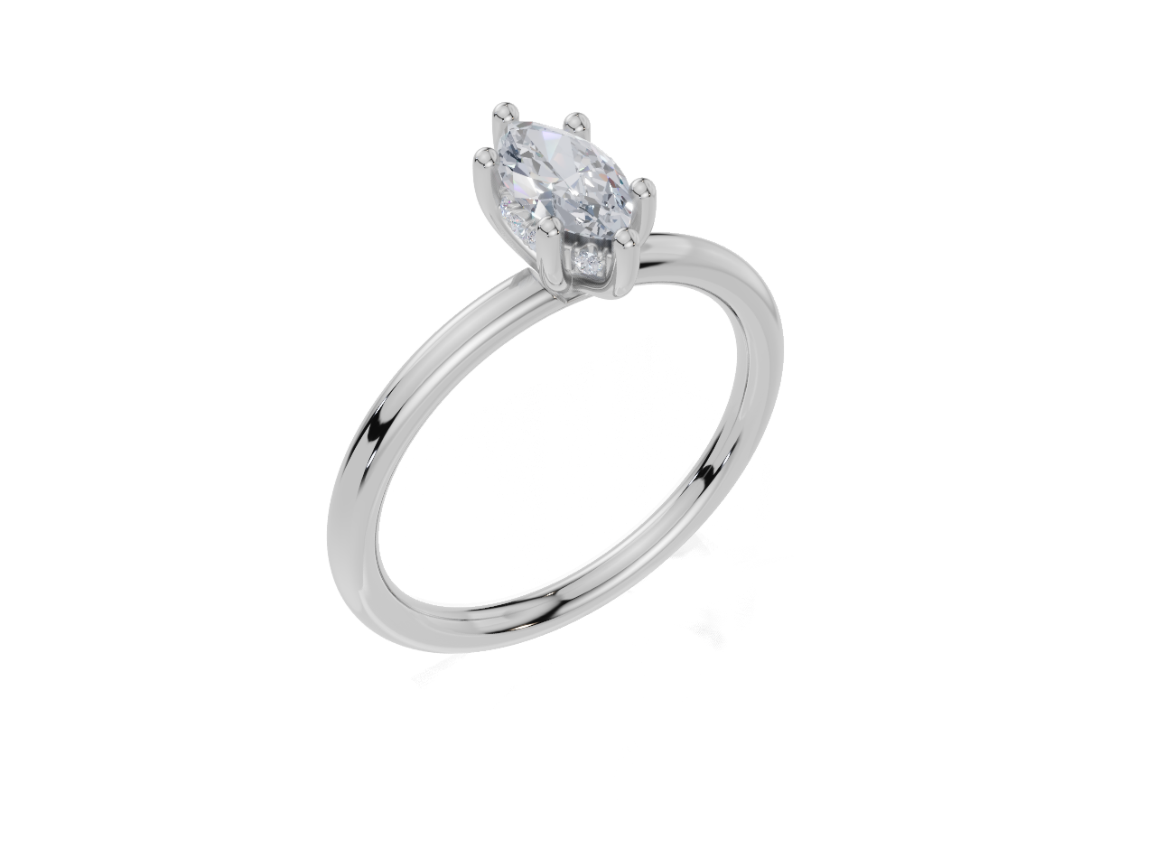 18ct White Gold Marquise Cut 0.54 Carat tw of Lab-Grown Diamond Ring