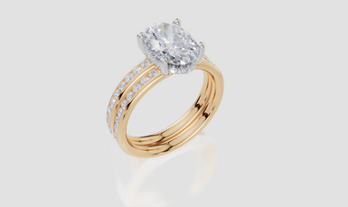 18ct Yellow Gold Oval Cut 2.42 Carat tw of  Diamond Ring and 18ct Yellow Gold 0.36 Carat tw of   Diamond Band