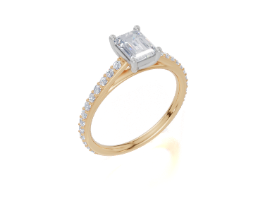 18ct Yellow Gold Emerald Cut 1.07 Carat tw of  Diamond Ring