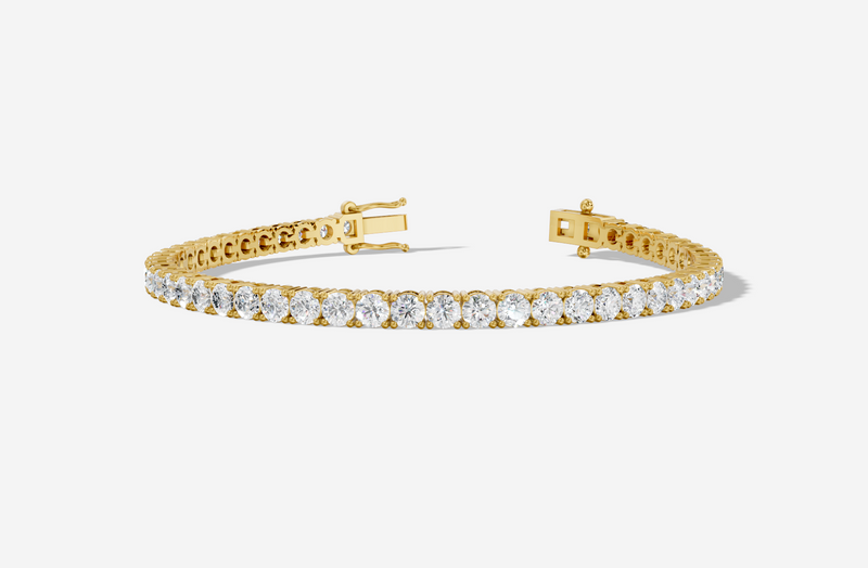 18ct Yellow Gold Round Cut 8.15 Carat tw of Diamonds Tennis Bracelet