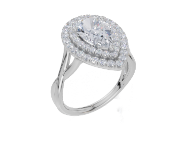 18ct White Gold Pear Cut 2.00 Carat tw of  Diamond Ring
