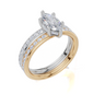18ct Yellow Gold Marquise Cut 1.13 Carat tw of Lab-Grown Diamond Ring and 18ct White Gold 0.35 Carat tw of Lab-Grown  Diamond Band