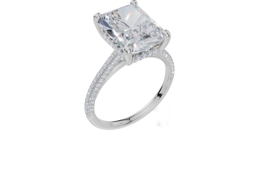 18ct White Gold Radiant Cut 4.42 Carat tw of Lab-Grown Diamond Ring