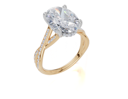 18ct Yellow Gold Oval Cut 4.34 Carat tw of Lab-Grown Diamond Ring