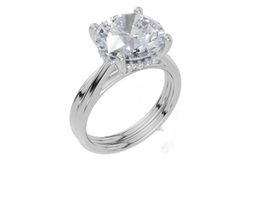 18ct White Gold Round Cut 4.10 Carat tw of  Diamond Ring and 18ct White Gold  Band