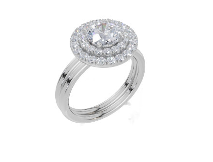 18ct White Gold Round Cut 1.46 Carat tw of  Diamond Ring and 18ct White Gold  Band