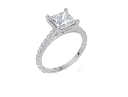 18ct White Gold Princess Cut 1.82 Carat tw of  Diamond Ring