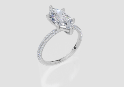 18ct White Gold Marquise Cut 2.32 Carat tw of  Diamond Ring
