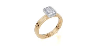 18ct Yellow Gold Emerald Cut 1.00 Carat of  Diamond Ring and 18ct Yellow Gold  Band