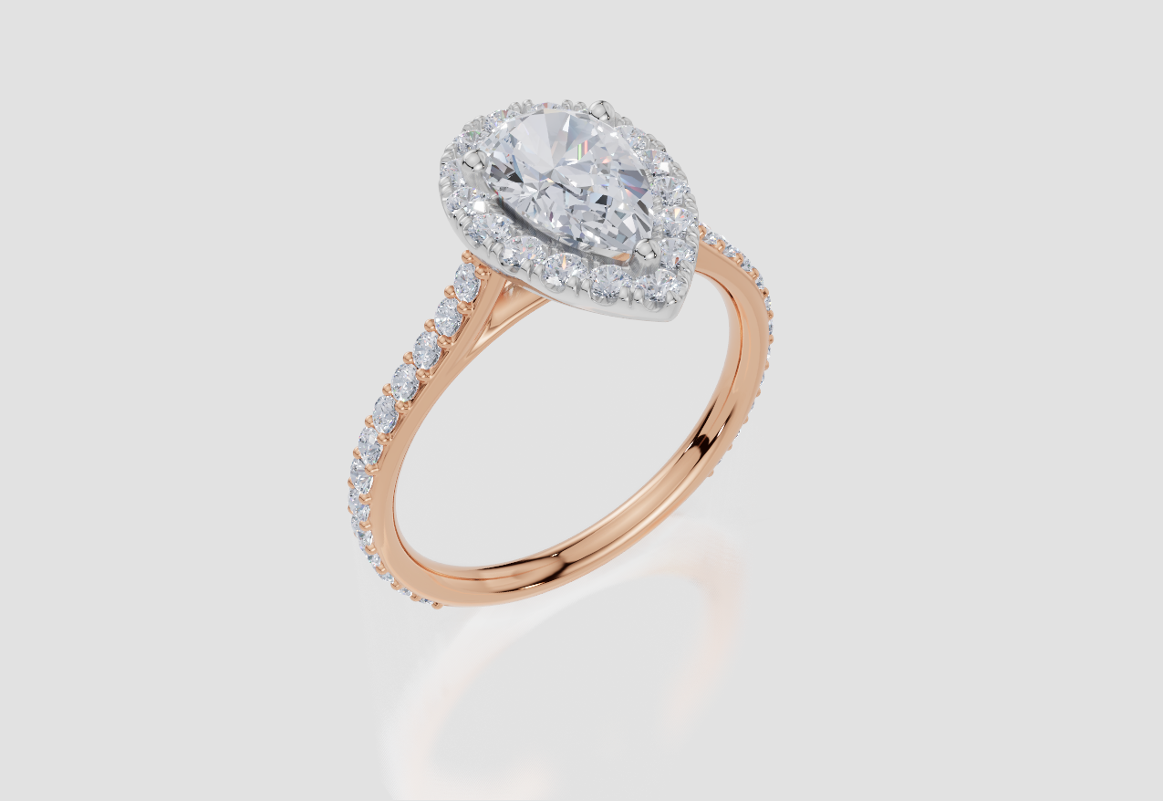 18ct Rose Gold Pear Cut 1.63 Carat tw of Lab-Grown Diamond Ring