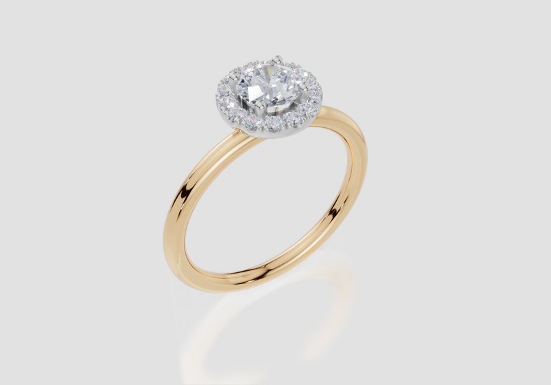 18ct Yellow Gold Round Cut 0.68 Carat tw of  Diamond Ring