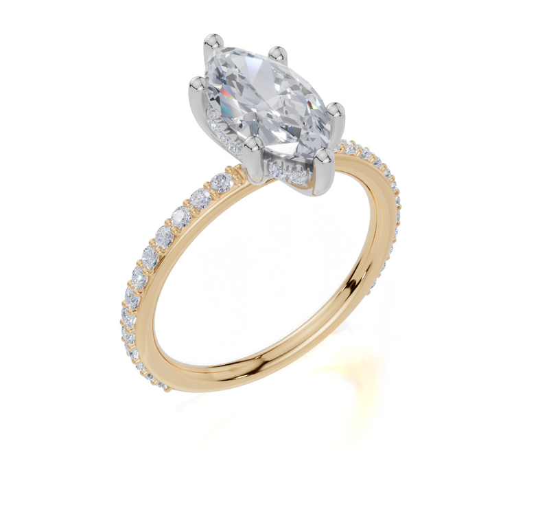 18ct Yellow Gold Marquise Cut 1.91 Carat tw of Lab-Grown Diamond Ring