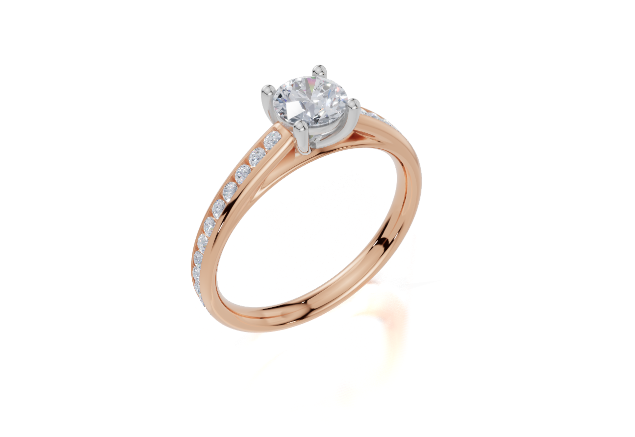 18ct Rose Gold Round Cut 0.82 Carat tw of  Diamond Ring