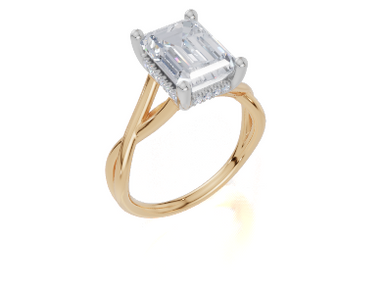 18ct Yellow Gold Emerald Cut 3.10 Carat tw of  Diamond Ring