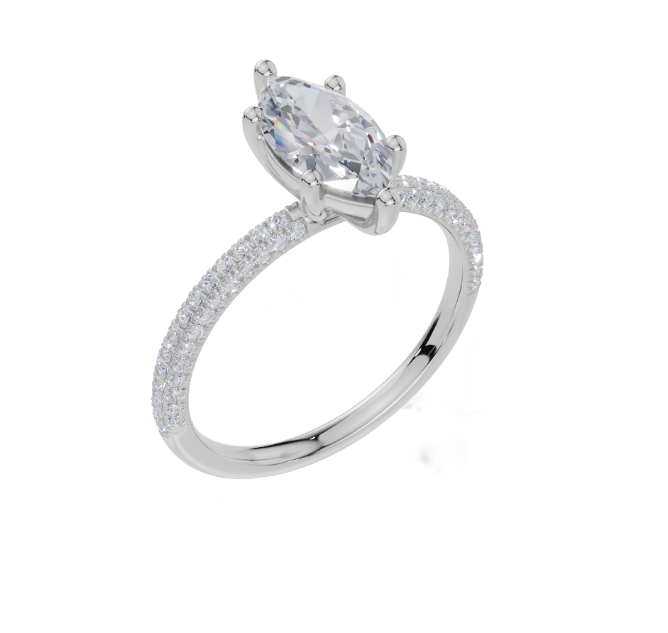 18ct White Gold Marquise Cut 1.32 Carat tw of Lab-Grown Diamond Ring