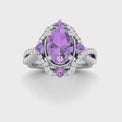 18ct White Gold Oval & Marquise Cut Amethyst Diamond Set 0.50 Carat tw Ring