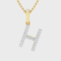 9ct Yellow Gold Round Cut 0.10 Carat tw Diamond Initial H Pendant