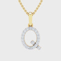 9ct Yellow Gold Round Cut 0.10 Carat tw Diamond Initial Q Pendant