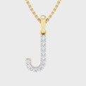 9ct Yellow Gold Round Cut 0.10 Carat tw Diamond Initial J Pendant