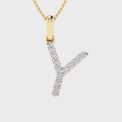 9ct Yellow Gold Round Cut 0.10 Carat tw Diamond Initial Y Pendant