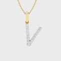 9ct Yellow Gold Round Cut 0.10 Carat tw Diamond Initial V Pendant