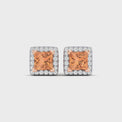 9ct Rose Gold Princess & Round Morganite Diamond Set 0.15 Carat tw Earrings