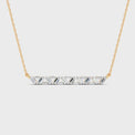 9ct Yellow Gold Round & Baguette Cut 0.20 carat tw Diamond Pendant (with Chain)