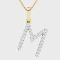 9ct Yellow Gold Round Cut 0.10 Carat tw Diamond Initial M Pendant