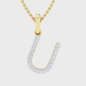 9ct Yellow Gold Round Cut 0.10 Carat tw Diamond Initial U Pendant