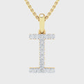 9ct Yellow Gold Round Cut 0.10 Carat tw Diamond Initial I Pendant