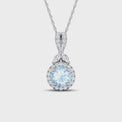 18ct White Gold Round & Marquise Aquamarine Diamond Set 0.25 Carat tw Pendant