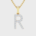 9ct Yellow Gold Round Cut 0.10 Carat tw Diamond Initial R Pendant