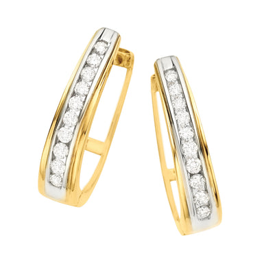 9ct Yellow Gold Round Brilliant Cut with 1/2 CARAT tw of Diamonds Earrings