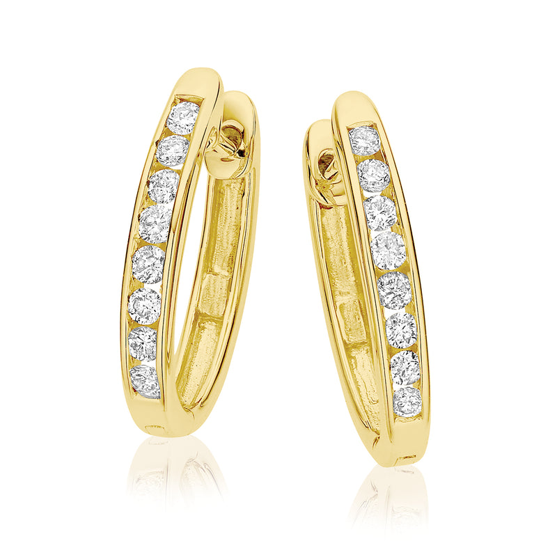 9ct Yellow Gold Round Brilliant Cut with 1/4 CARAT tw of Diamonds Earrings