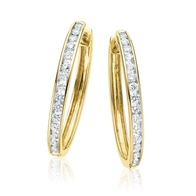 9ct Yellow Gold Round Brilliant Cut with 1 CARAT tw of Diamonds Earrings