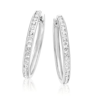 9ct White Gold Round Brilliant Cut with 1 CARAT tw of Diamonds Earrings