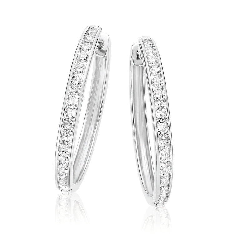 9ct White Gold Round Brilliant Cut with 1 CARAT tw of Diamonds Earrings