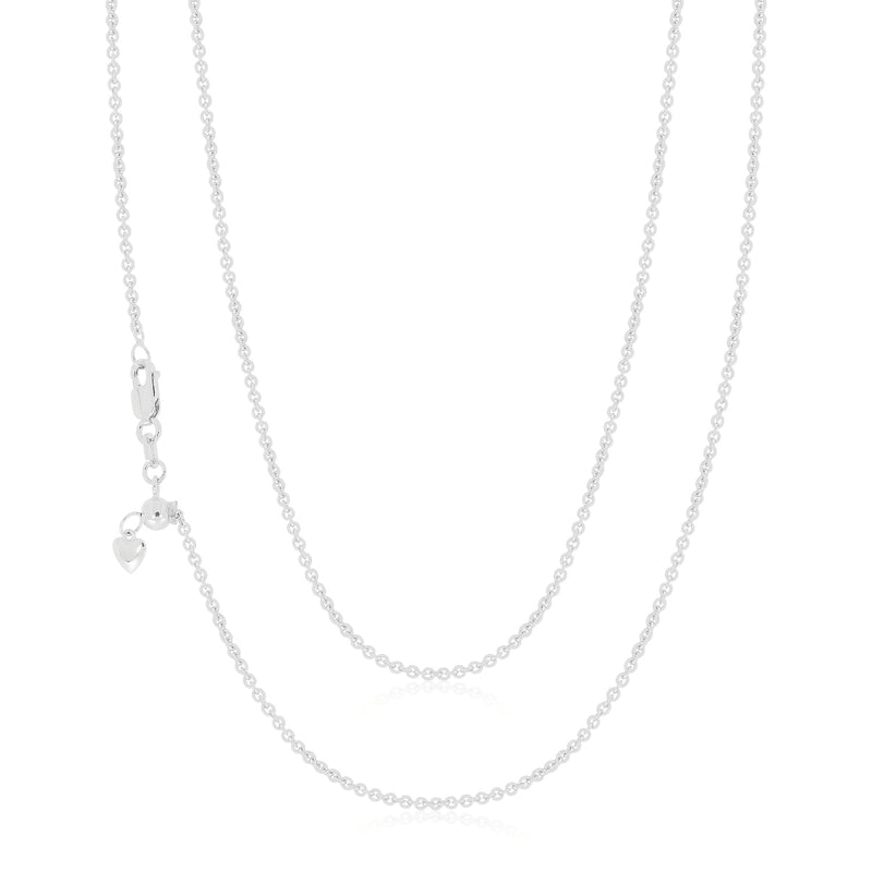 9ct White Gold 65-70cm Adjustable Cable Chain – Mazzucchelli's