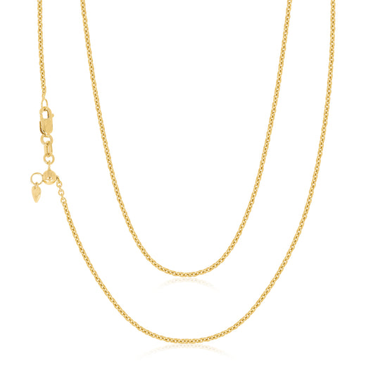 9ct Yellow Gold 65-70cm Adjustable Cable Chain