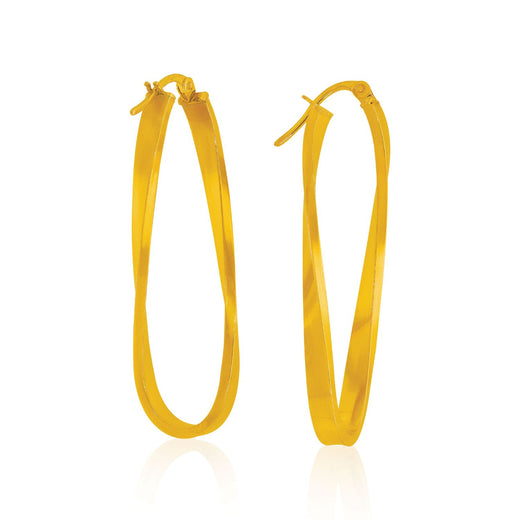 9ct Yellow Gold Long Twist Hoop Earrings