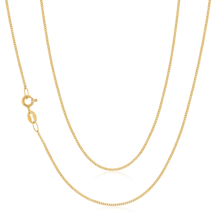 9ct Yellow Gold 50cm Diamond Cut Curb Chain
