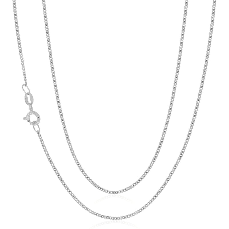 9ct White Gold 45cm Diamond Cut Curb Chain