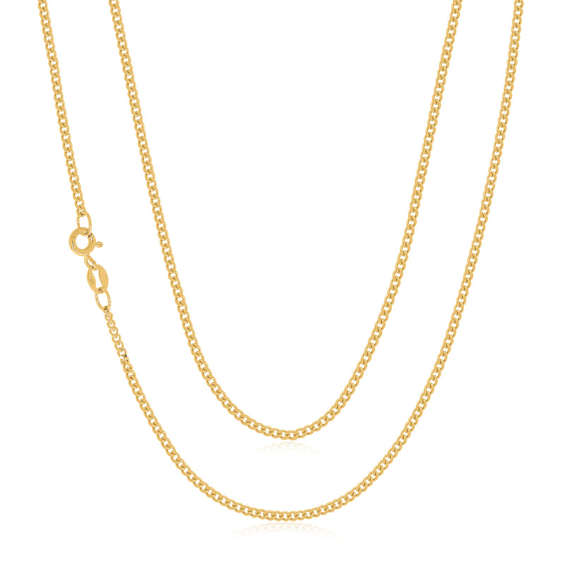 9ct Yellow Gold 55cm Diamond Cut Curb Chain