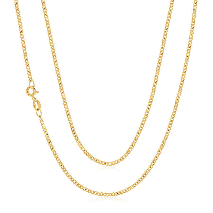 9ct Yellow Gold 55cm Diamond Cut Curb Chain